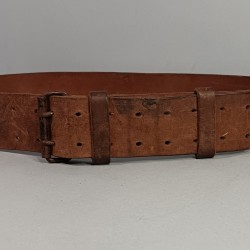 CEINTURON TROUPE EN CUIR MARRON MODELE 1903/1914 RIVETE ERZATS GUERRE 1914-1918 BOUCLE FER 107 cm